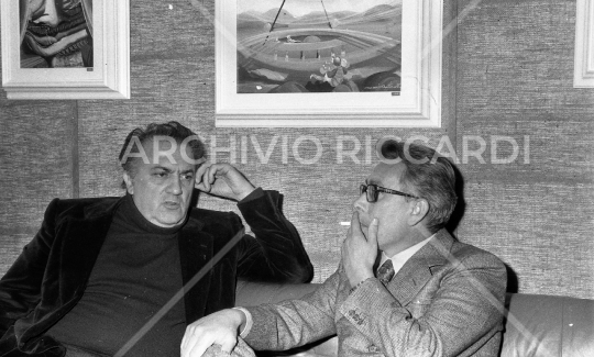 Federico Fellini con Forlani - Mostra Antonelli 1972-268