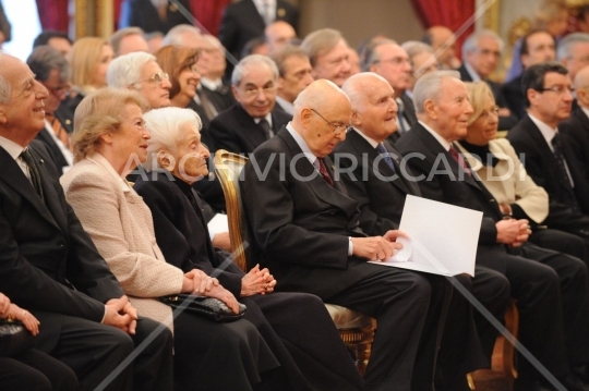 Oscar Luigi Scalfaro - 2009 - Quirinale con Napolitano e Montalcini262 